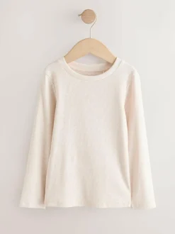 Next Neutral Long Sleeve Ribbed Top (3-16yrs)
