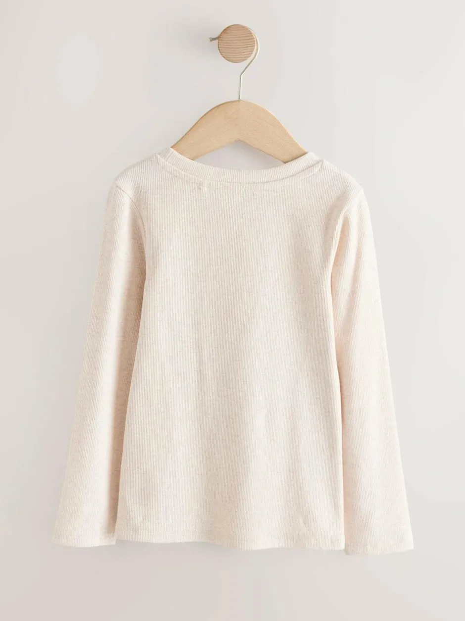 Next Neutral Long Sleeve Ribbed Top (3-16yrs)
