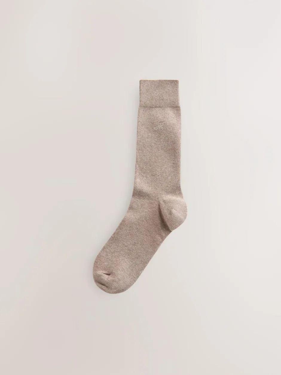 Next 5 Pack Embroidered Lasting Fresh Socks Neutral Marl Hot