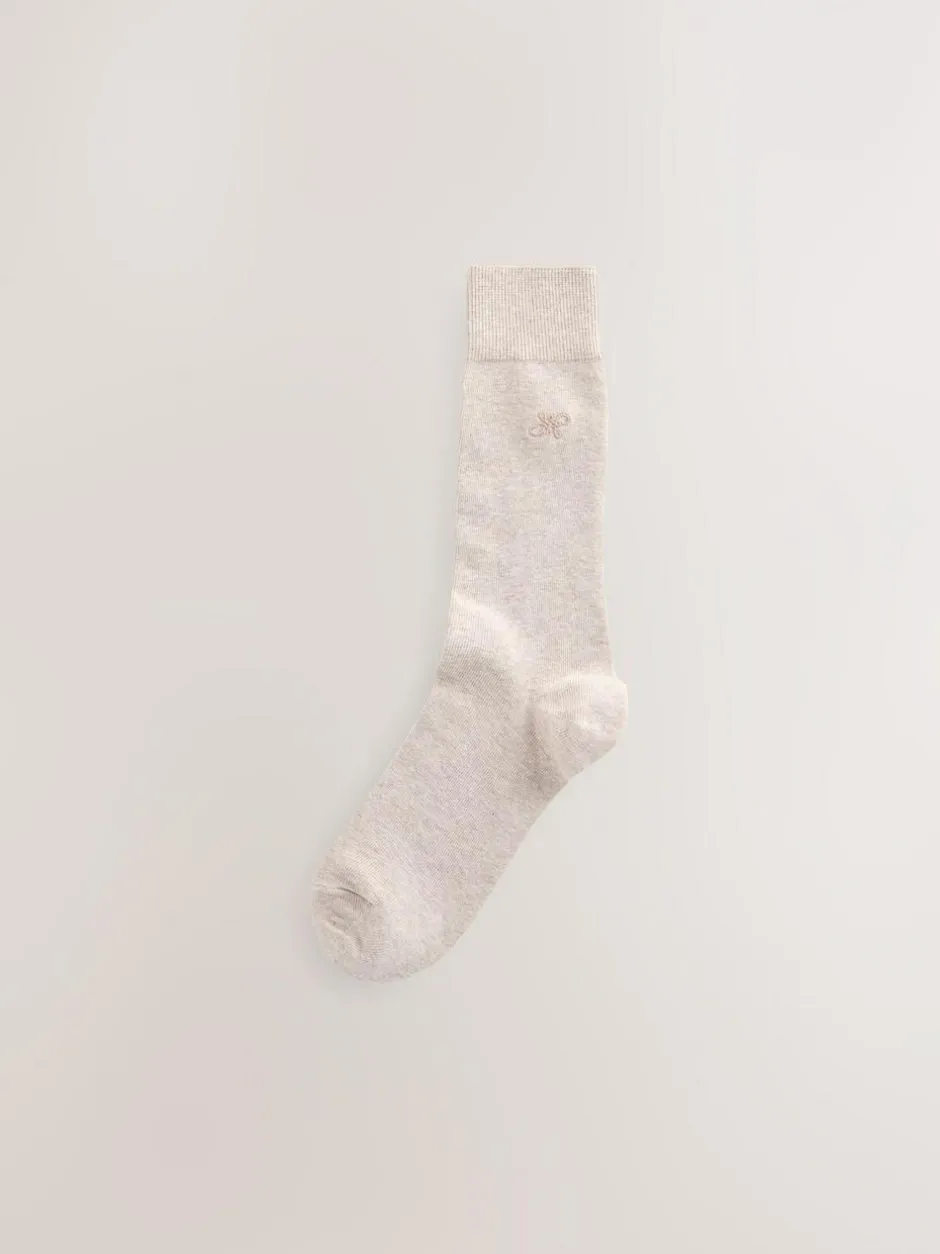 Next 5 Pack Embroidered Lasting Fresh Socks Neutral Marl Hot
