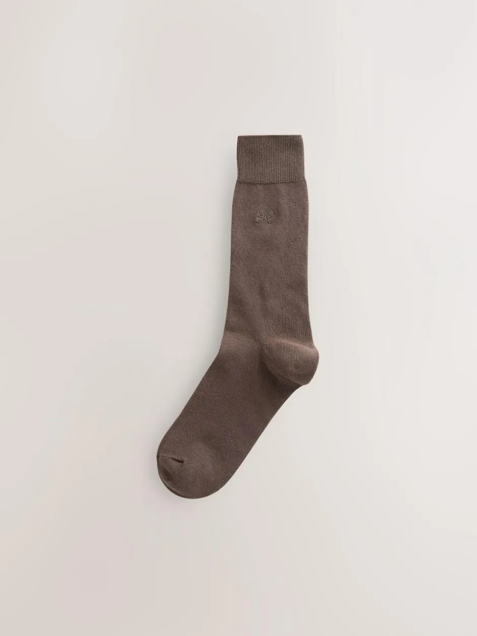 Next 5 Pack Embroidered Lasting Fresh Socks Neutral Marl Hot