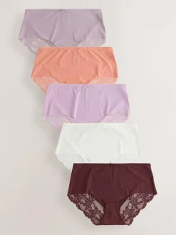 Next Neutral Midi No VPL Lace Back Briefs 5 Pack Outlet
