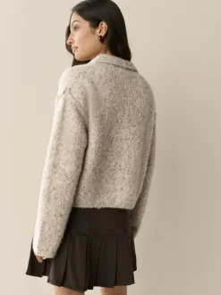 Next Boucle Long Sleeve Polo Jumper Neutral Neppy Online