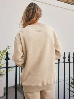 Next Relaxed Fit Essentials Longline Sweatshirt with Pockets Neutral Neppy Clearance