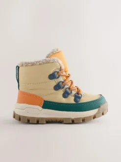 Next Neutral Quilted Lace-Up Hiker Boots Discount