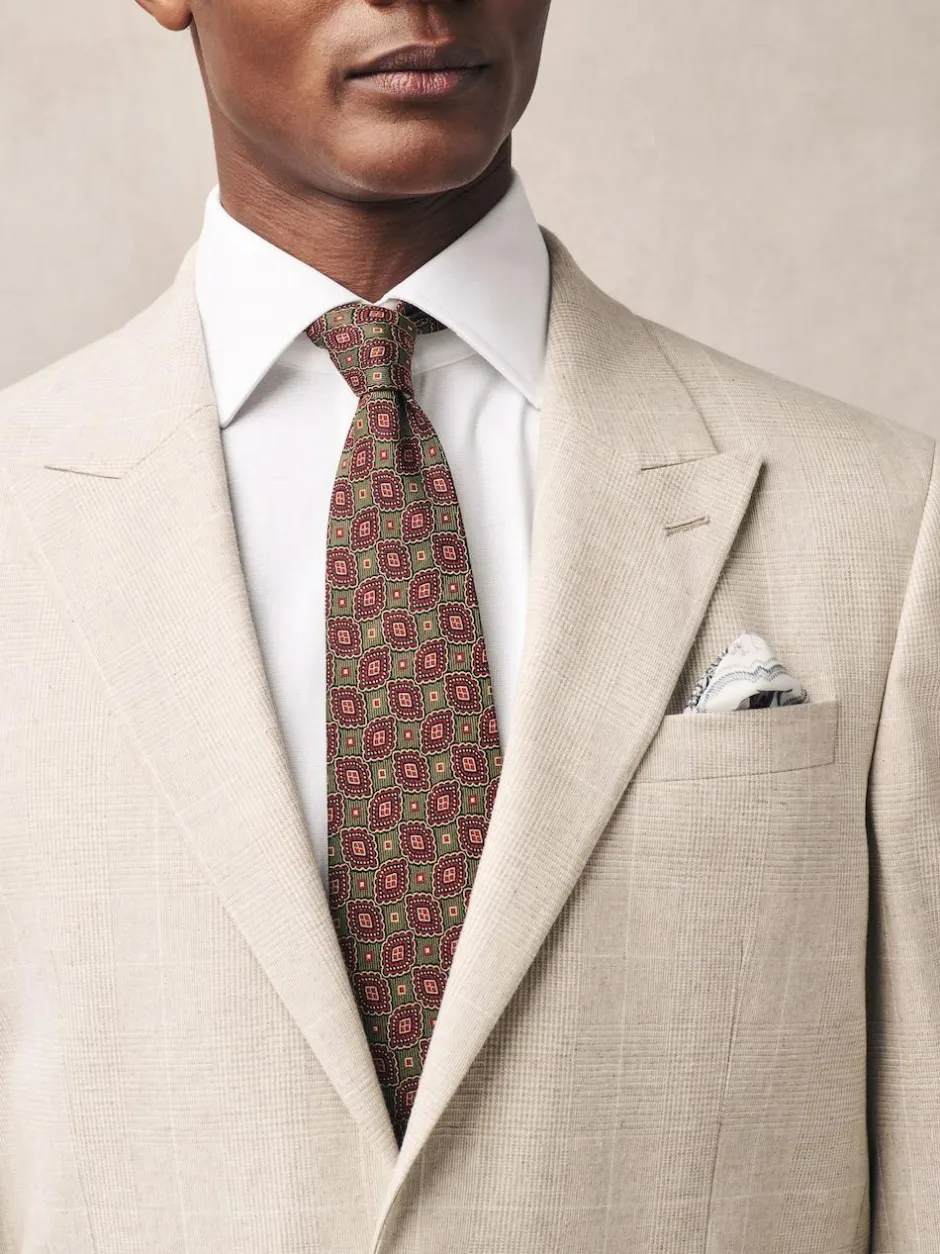 Next Neutral Regular Fit Linen Blend Check Suit Jacket Sale