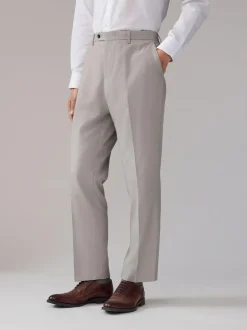 Next Neutral Regular Fit Textured Suit Trousers Outlet