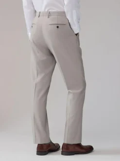 Next Neutral Regular Fit Textured Suit Trousers Outlet