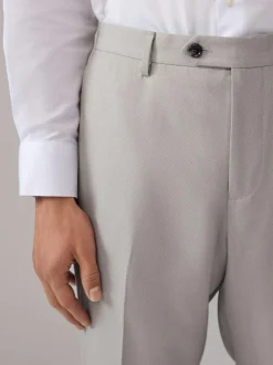 Next Neutral Regular Fit Textured Suit Trousers Outlet
