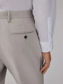 Next Neutral Regular Fit Textured Suit Trousers Outlet