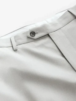 Next Neutral Regular Fit Textured Suit Trousers Outlet