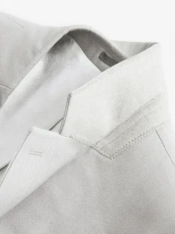 Next Neutral Regular Fit Textured Suit Jacket Sale