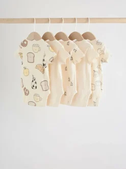 Next Neutral Short Sleeve Baby Bodysuits 5 Pack New