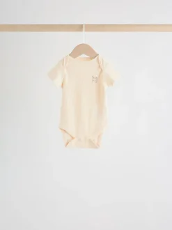 Next Neutral Short Sleeve Baby Bodysuits 5 Pack New