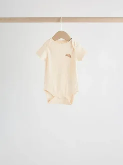 Next Neutral Short Sleeve Baby Bodysuits 5 Pack New