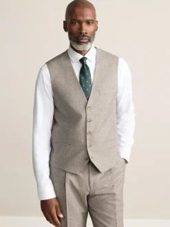 Next Neutral Signature Marzotto 100% Italian Wool Check Suit Waistcoat Online