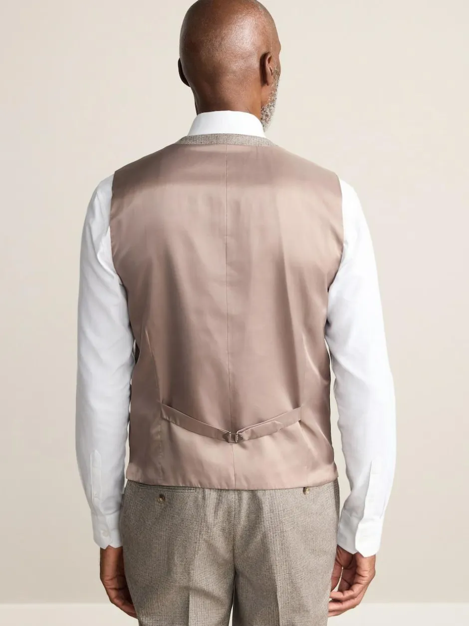 Next Neutral Signature Marzotto 100% Italian Wool Check Suit Waistcoat Online