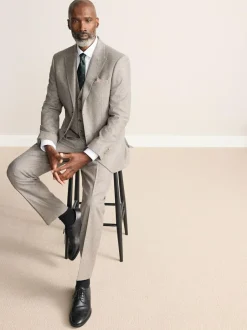 Next Neutral Signature Marzotto 100% Italian Wool Check Suit Waistcoat Online