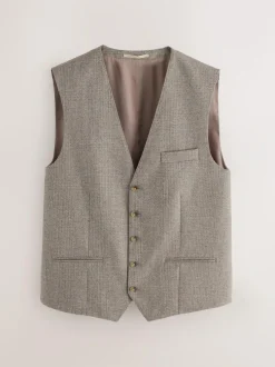 Next Neutral Signature Marzotto 100% Italian Wool Check Suit Waistcoat Online