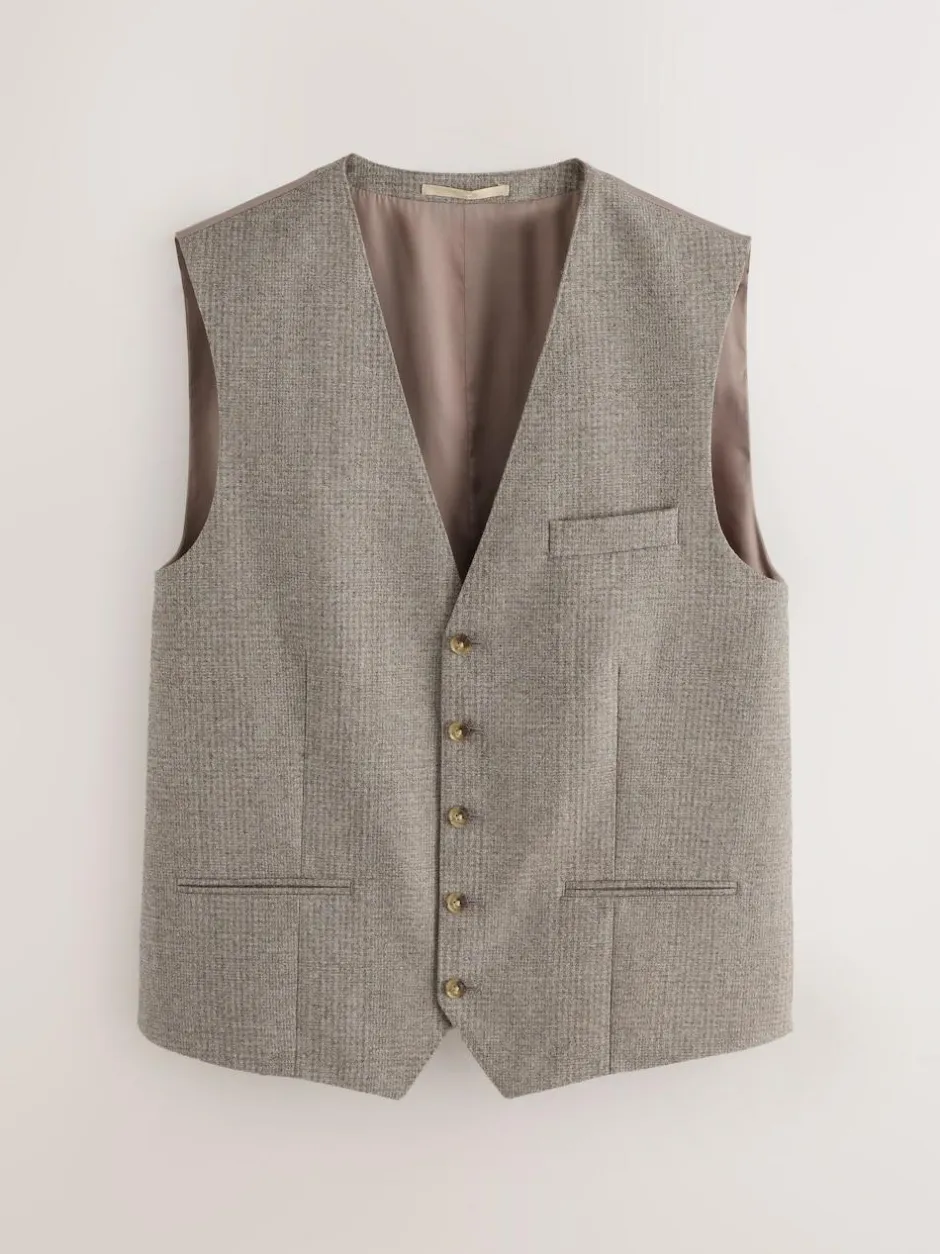 Next Neutral Signature Marzotto 100% Italian Wool Check Suit Waistcoat Online