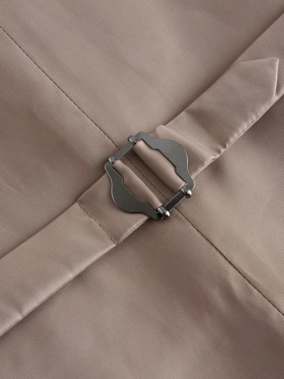 Next Neutral Signature Marzotto 100% Italian Wool Check Suit Waistcoat Online