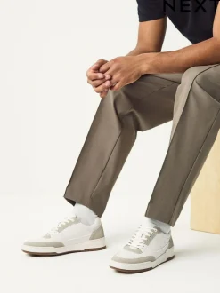 Next Smart Casual Trainers with Suede Trim Neutral Discount