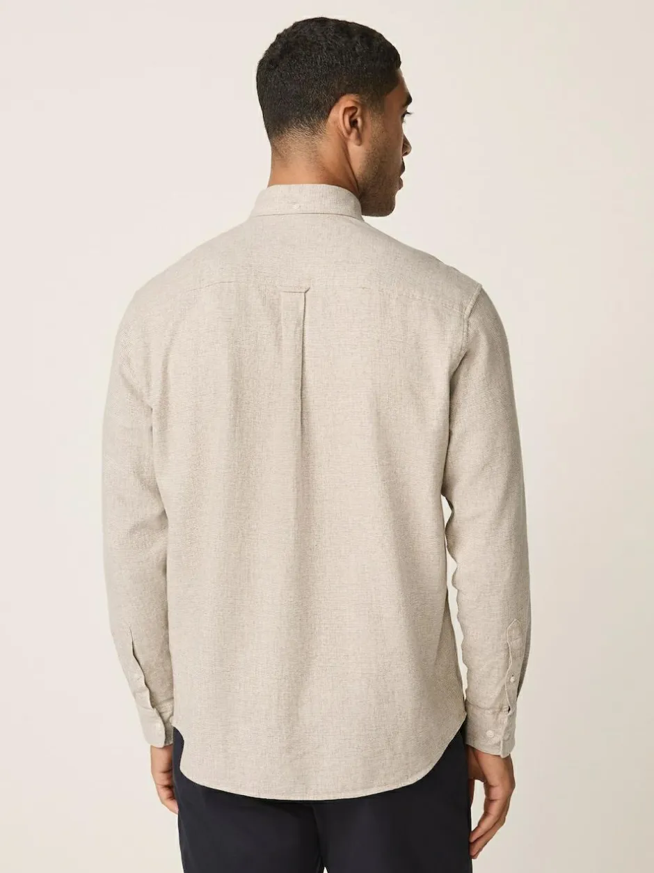 Next Standard Collar Cotton Linen Blend Long Sleeve Shirt Neutral Discount