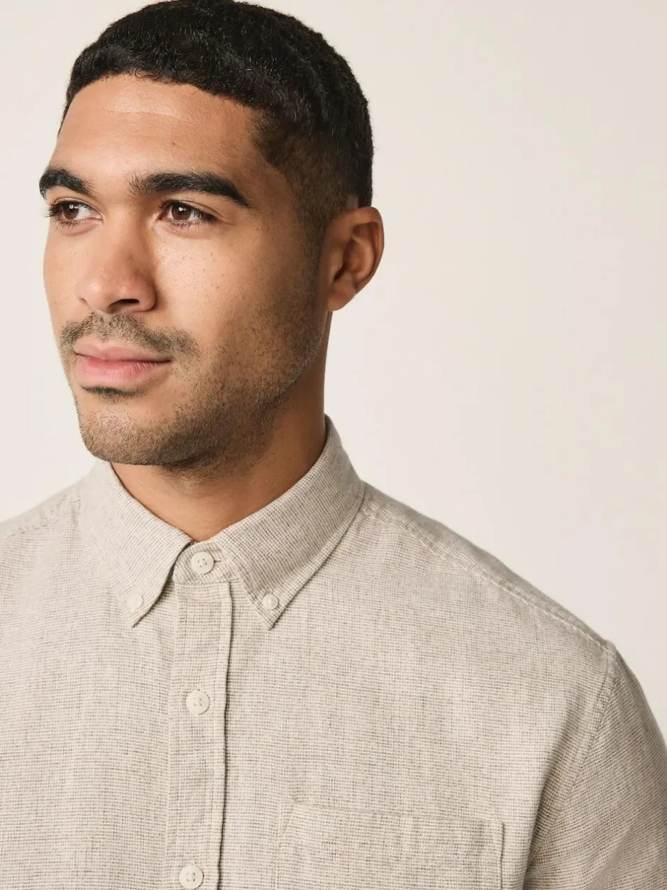 Next Standard Collar Cotton Linen Blend Long Sleeve Shirt Neutral Discount