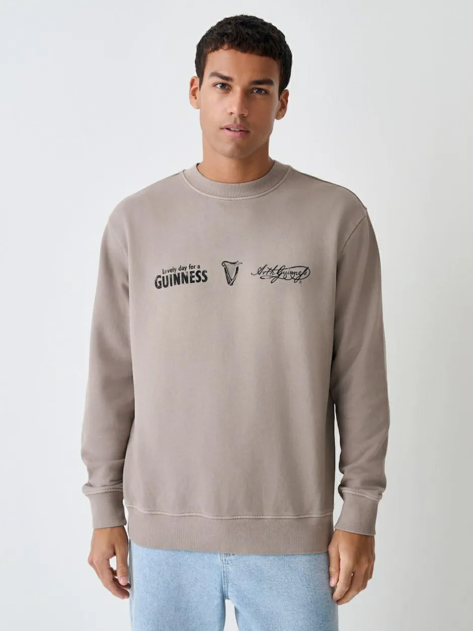 Next Neutral Stone Guinness Licence Graphic Crew Sweatshirt Hot