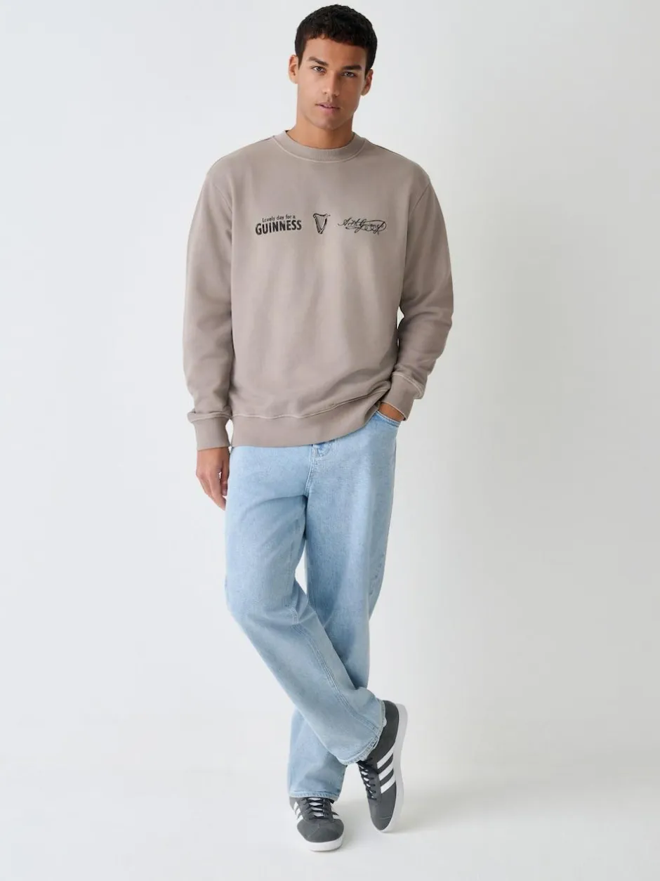 Next Neutral Stone Guinness Licence Graphic Crew Sweatshirt Hot