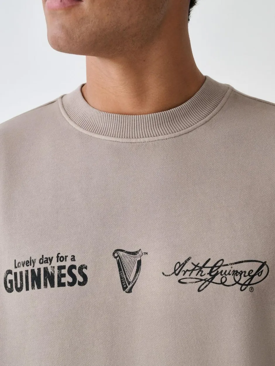 Next Neutral Stone Guinness Licence Graphic Crew Sweatshirt Hot
