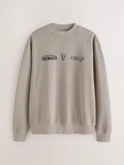 Next Neutral Stone Guinness Licence Graphic Crew Sweatshirt Hot