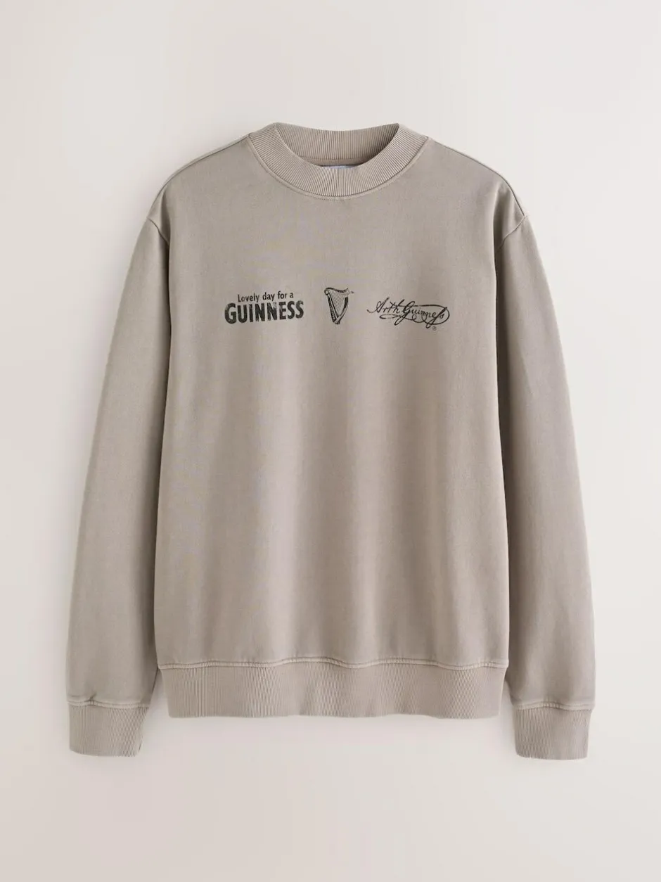 Next Neutral Stone Guinness Licence Graphic Crew Sweatshirt Hot