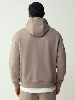Next Neutral Stone Regular Fit Heavyweight Cotton Rich Jersey Hoodie Online