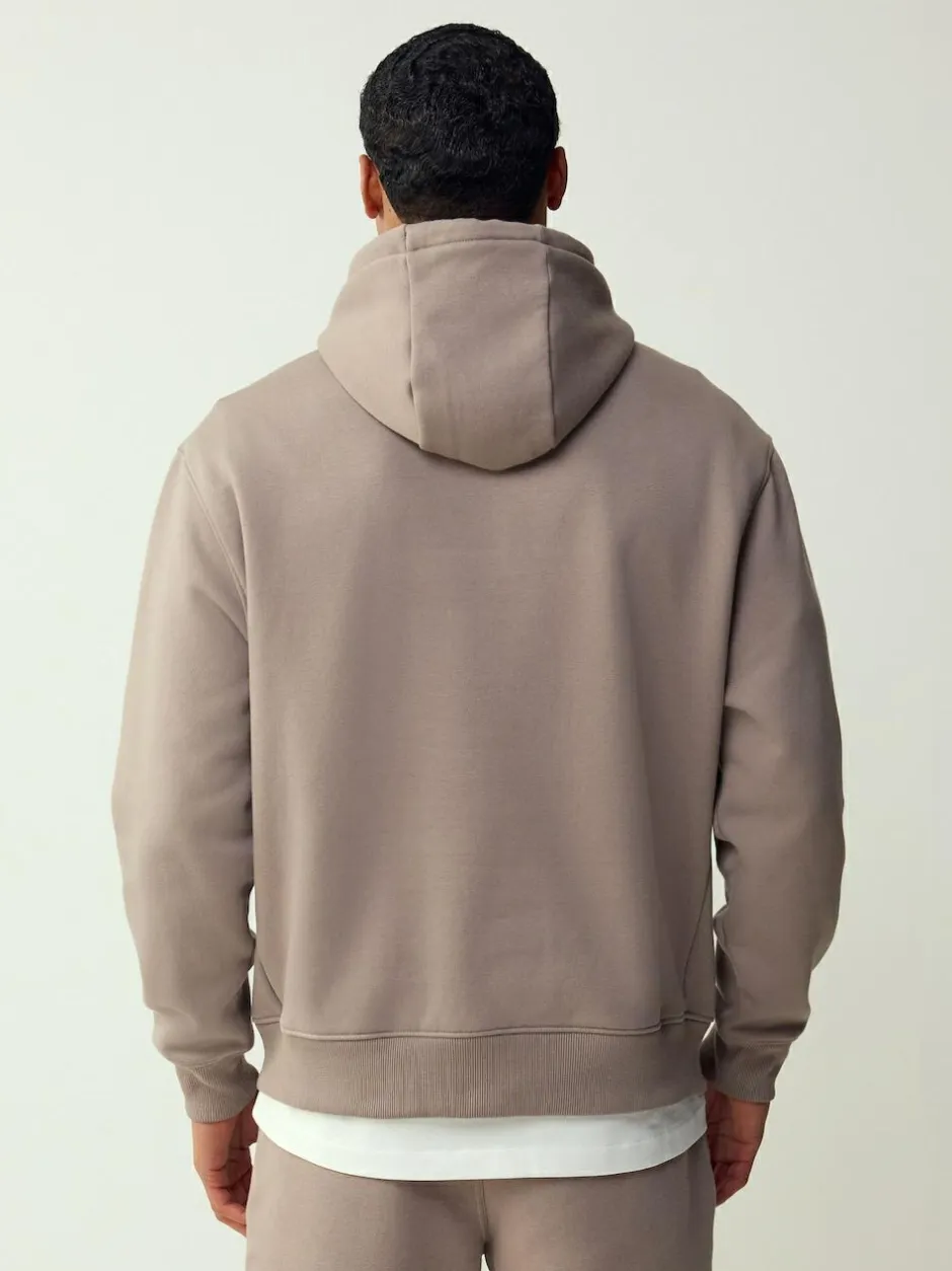 Next Neutral Stone Regular Fit Heavyweight Cotton Rich Jersey Hoodie Online