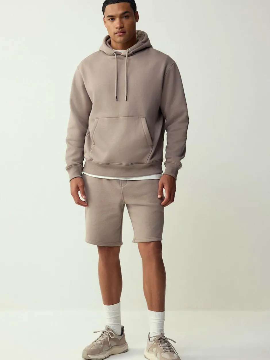 Next Neutral Stone Regular Fit Heavyweight Cotton Rich Jersey Hoodie Online
