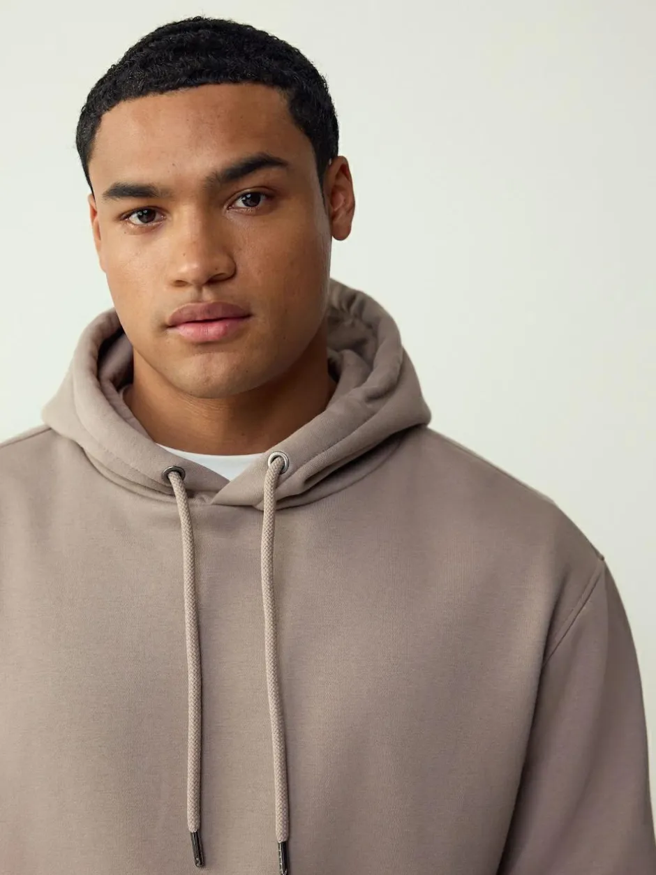 Next Neutral Stone Regular Fit Heavyweight Cotton Rich Jersey Hoodie Online