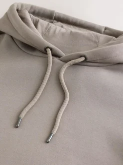 Next Neutral Stone Regular Fit Heavyweight Cotton Rich Jersey Hoodie Online