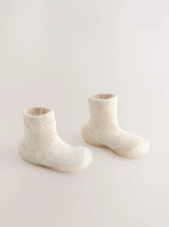 Next Crawler Sock Shoes Neutral Stripe New