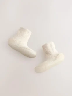 Next Crawler Sock Shoes Neutral Stripe New
