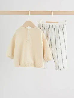 Next Neutral Stripe Sweat Top and Trousers Baby Set (0mths-2yrs) Best