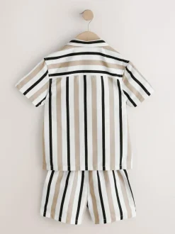 Next Swim Shorts and Shirt Set (3-16yrs) Neutral Stripe Discount