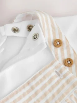 Next Woven Dungaree and Bodysuit Baby Set (0mths-2yrs) Neutral Stripe Online