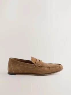 Next Neutral Suede Slim Loafers Hot