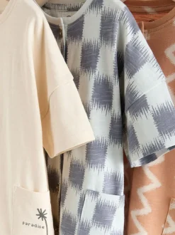 Next Neutral Sunbaked Printed Button Through Jersey Baby Rompers 3 Pack New