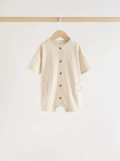 Next Neutral Sunbaked Printed Button Through Jersey Baby Rompers 3 Pack New