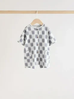Next Neutral Sunbaked Printed Button Through Jersey Baby Rompers 3 Pack New