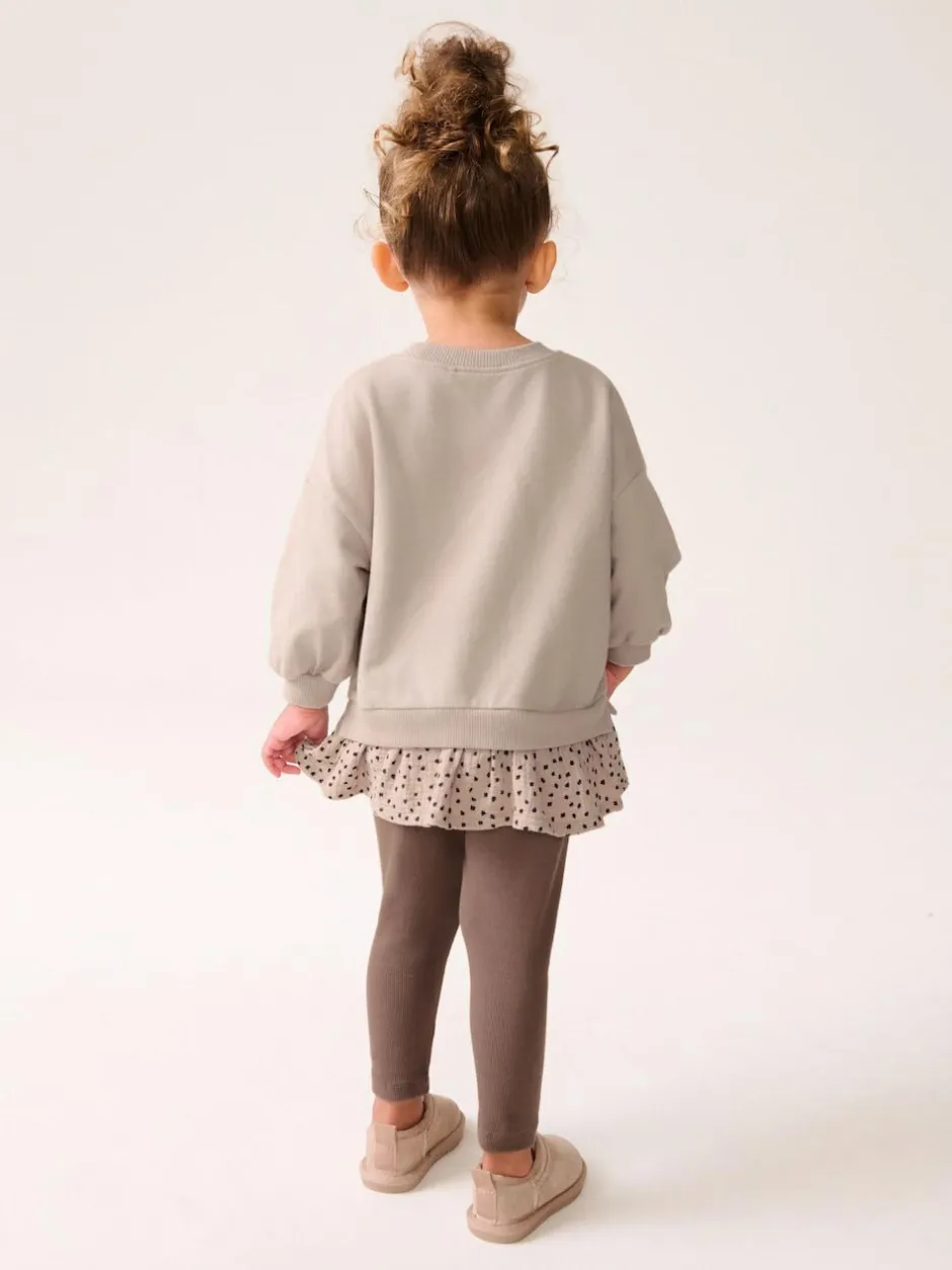 Next Long Sleeve Top and Leggings Set (3mths-7yrs) Neutral Tan Hot