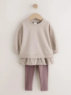 Next Long Sleeve Top and Leggings Set (3mths-7yrs) Neutral Tan Hot