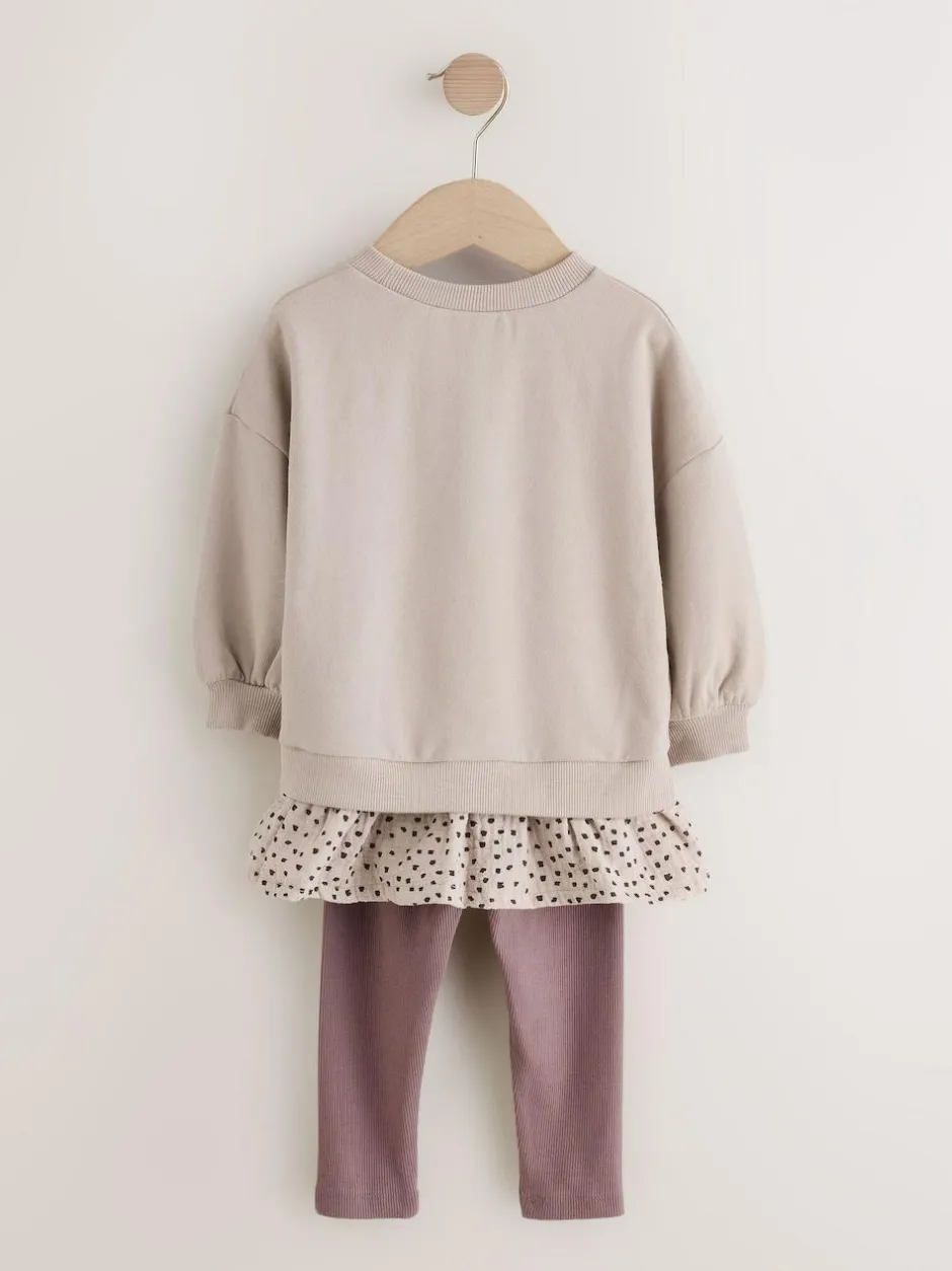 Next Long Sleeve Top and Leggings Set (3mths-7yrs) Neutral Tan Hot